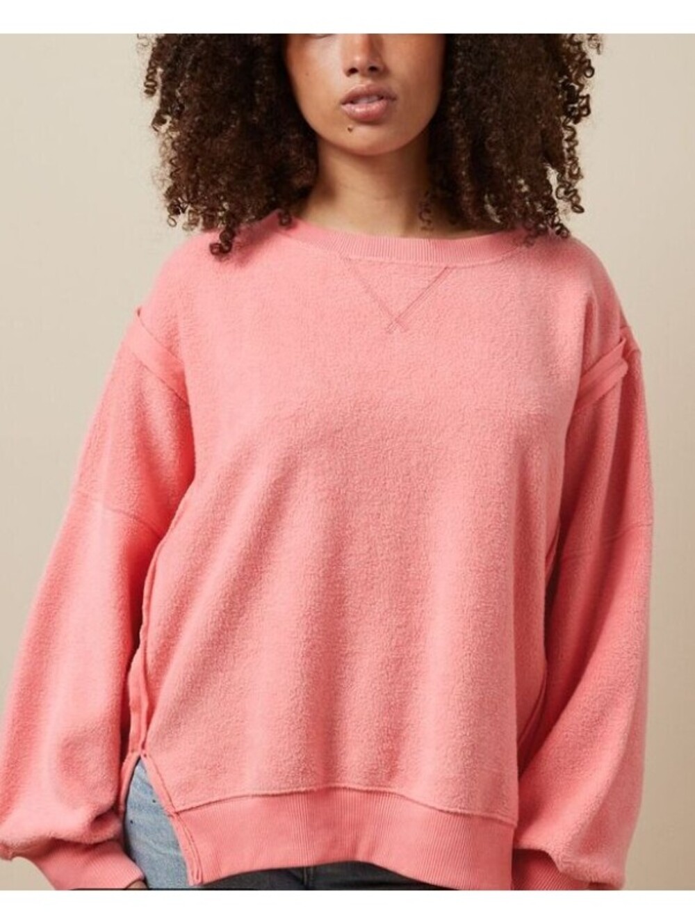 American Eagle Pink Fleece Camden Pullover Sweater - Women's XS